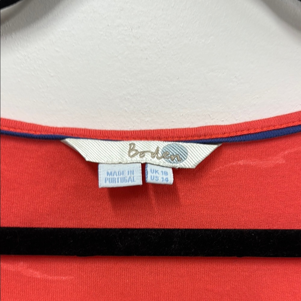 Boden Long Sleeve Tee in Vibrant coral with Soft Cotton Comfort 14 - Picture 3 of 7
